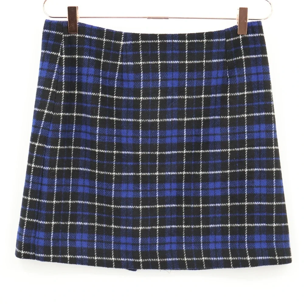 mo:vint Plaid Mini Skirt Womens M Blue Preppy Alt Grunge Academia Classic Trendy